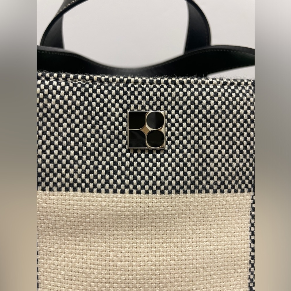 Vintage Kate Spade Black and White Gingham Tote Purse with Green Lining - Picture 11 of 13